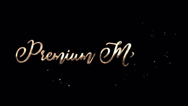 PREMIUM MEMBER calligraphy animation with gold ink splashes in 4K resolution transparent background