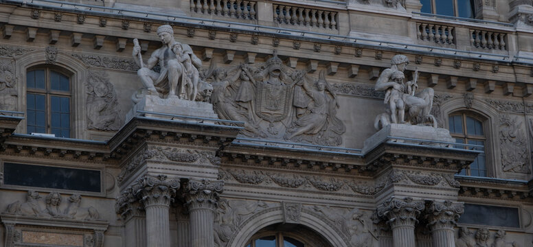 Classical/Neoclassical building fa&ccedil;ades, columns, pediments, Statues, Greco-Roman shapes and design, Ornaments... From this Architectural style inspired by Classical Antiquity. Mostly taken in Paris.