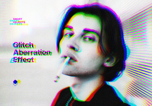 Glitch Aberration Photo Effect For Poster And Social Media Design