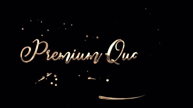 Premium Quality gold calligraphy animation with glowing particles rendered in 4K resolution transparent background