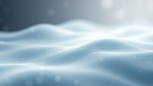 Abstract Digital Landscape  Subtle Waves of Data Points and Lines