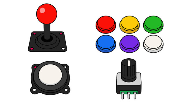 Arcade controller parts set with joystick buttons trackball and knob