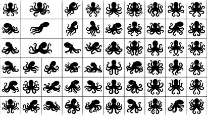 Obraz premium Octopus Silhouette Vector Set with Marine Sea Creature and Tentacle Designs