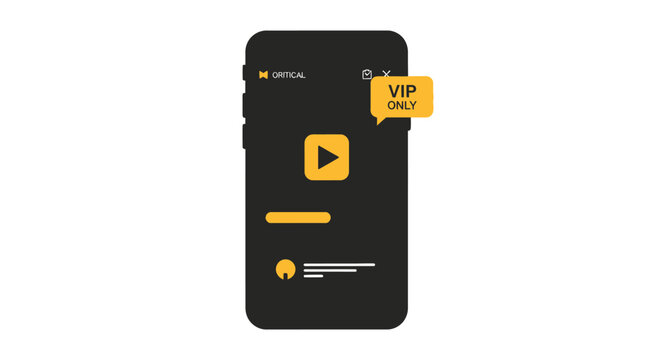 Exclusive VIP Only Mobile App Content and Video Player Subscription Concept Illustration
