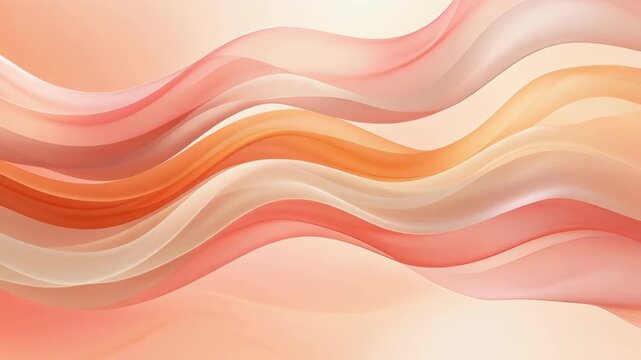 Soft flowing abstract waves in warm peach, coral, and cream tones for elegant background design