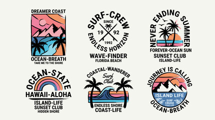 Beach club. Endless summer artwork. Tropical vintage design for t shirt print. Ocean breath. Surf crew. Coastal wanderer. Island life.. Mountain adven © rahel lila