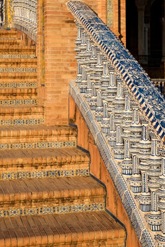Tiled Stair Detail at Plaza de Espa&ntilde;a