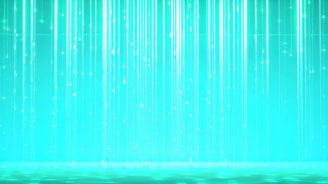 Glowing Digital Rain Vertical Lights in Turquoise Studio