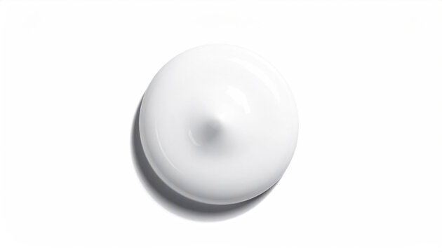 白い美容液クリームの球体、保湿成分と透明感のあるスキンケア抽象背景 / White serum cream sphere, moisturizing skincare ingredient abstract background
