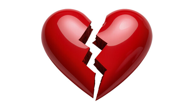 Glossy Red Broken Heart Shape
