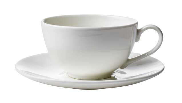 White ceramic teacup and saucer set