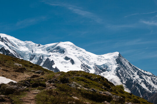 Crevassed Alpine Ice and Snow Below Mont Blanc