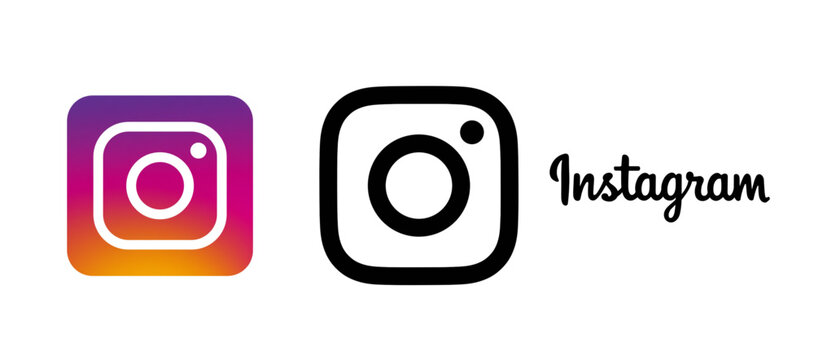Instagram icons vector set black white ui design 2026.