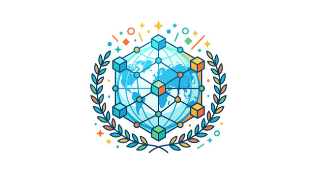 Global Network Connection Blockchain Technology Concept