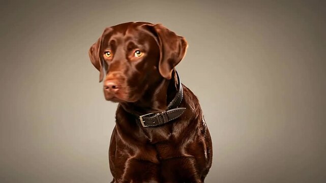 Cute Brown Labrador Retriever Dog Portrait for Pets and Animals
