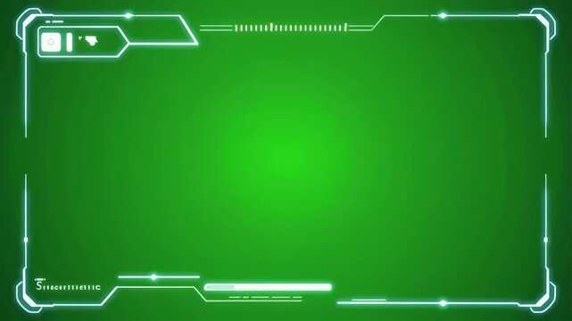 Futuristic green screen animation background with digital interface elements for technology