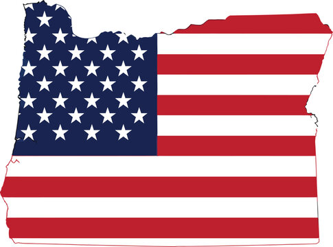 Oregon state shape filled with American flag pattern vector illustration