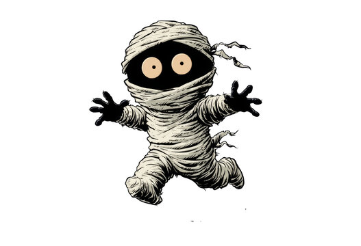 Cute cartoon mummy running with arms outstretched