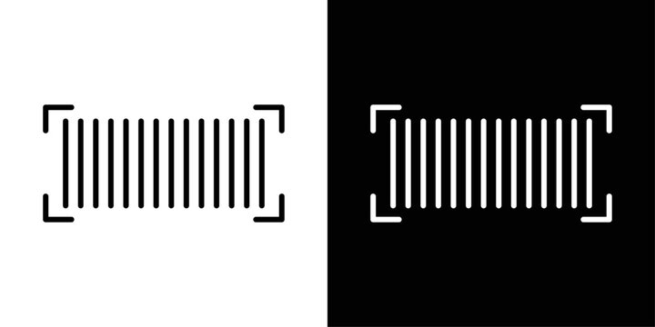Barcode stroke icon shown in black and white versions. Ideal for representing product scanning, inventory tracking, and retail pricing in apps and websites.