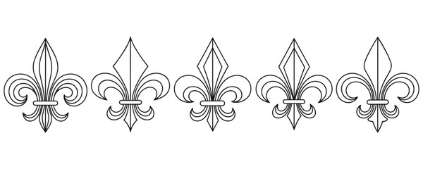 Fleur de lis border ornamental design elements on white background. © MDTAZBIRHOSSAIN