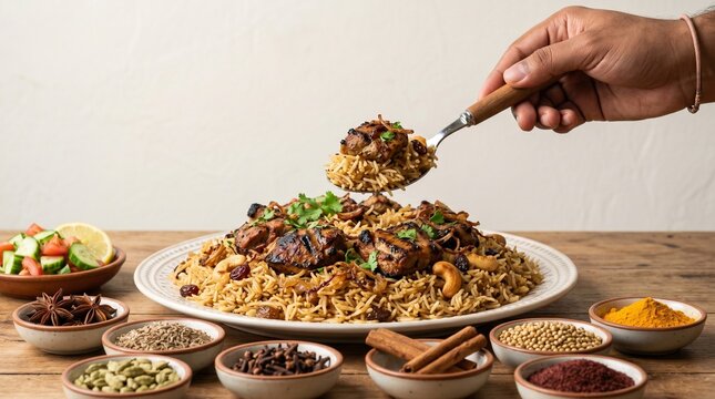 Arabian rice with lamb, nasi kebuli dengan daging kambing