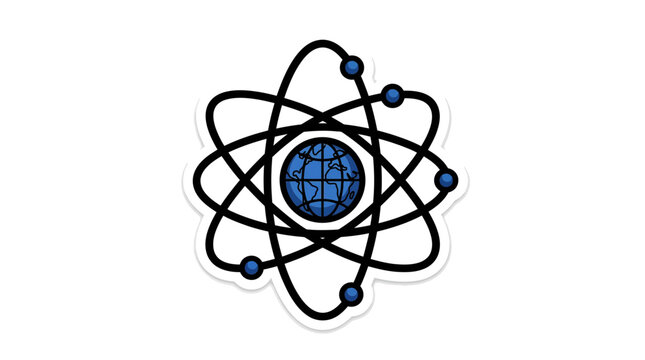 Atom Globe Icon: Science, Technology, Universe, Chemistry, Physics, Digital Global Concept