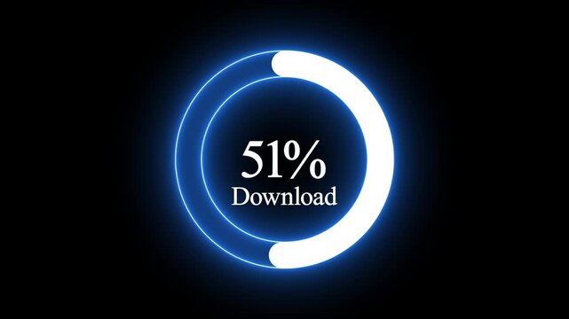 Circular Download Progress Bar 0 to 100 Animation with Percentage Counter .Loading circular chart circular bar graph green Circular loading progress On a black background White text.