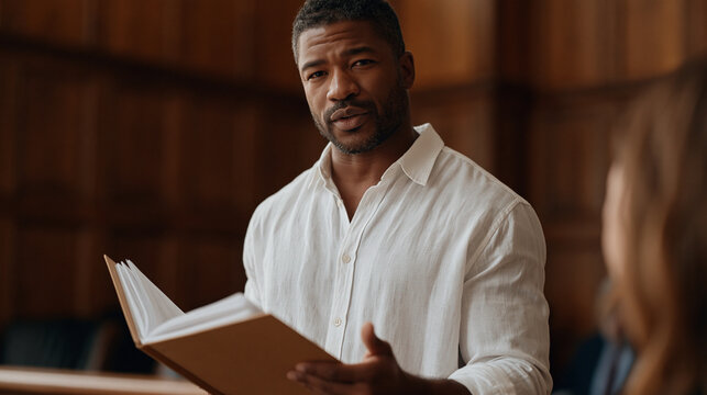 Institutional parole case manager presenting rehabilitative programming completion portfolio to board panel showing educational achievement records employment sponsor letters