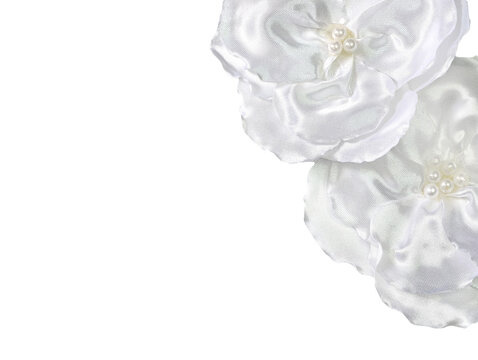 White fabric flowers isolated on transparent background decoration