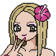 Fototapeta premium ドット絵, イラスト, 平成ギャル