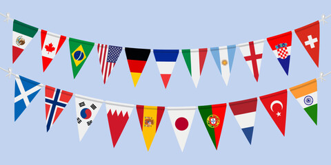 Fototapeta premium World football championship celebration international flags bunting for soccer events