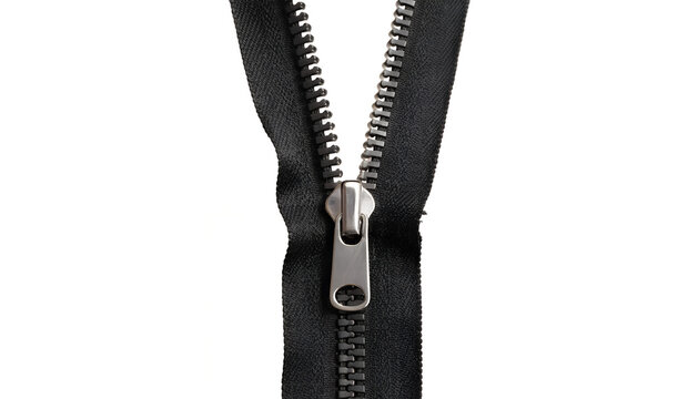 Zipper or fastener unzipping isolated on  white
