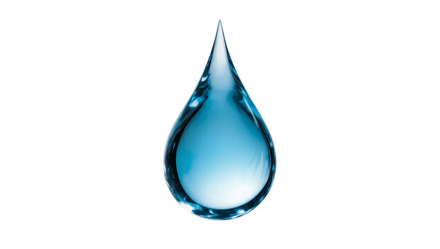 Clear blue water drop with reflections