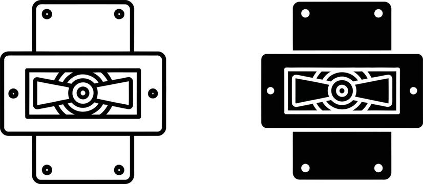 Electrical fuse box lever with switch in outline and solid style on white background