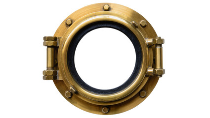 Obraz premium Brass porthole with bolts and rubber seal