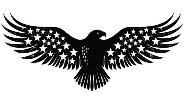 Eagle vector illustration showing american flag pattern wings