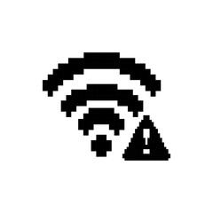Obraz premium Pixel art wifi warning icon