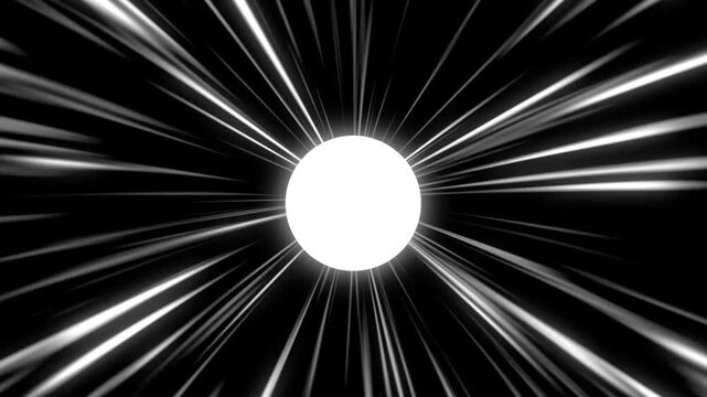 Anime speed lines animation on black screen. Manga style speed line, comic book effects action, Flash action overlay motion scenes. Moving zoom comic speed line. Radial lines seamless looping video