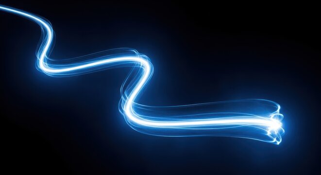 Eerie, transparent blue light streak creating a ghostly trail across a dark background, symbolizing rapid movement and spectral presence, invisible, long exposure, ethereal