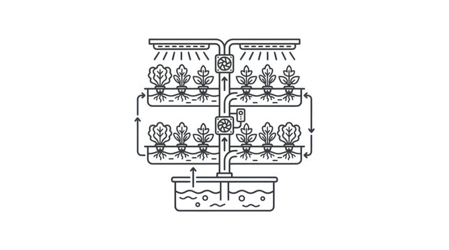 Hydroponic system with plants growing.