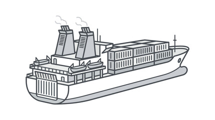 Large cargo ship vessel illustration. © Ahmad