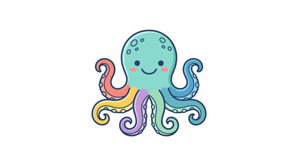 Colorful cartoon octopus with smile. © Ahmad