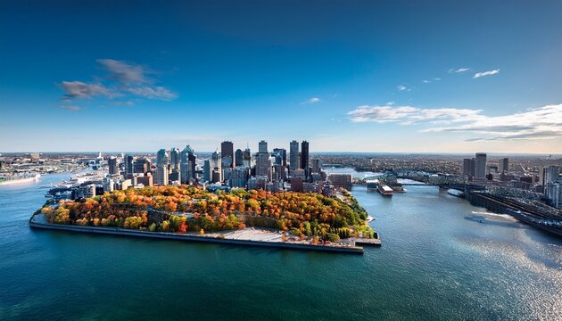 aerial view of montreal from saint helen s island