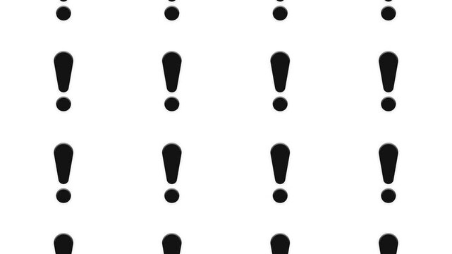 Exclamation mark symbol motion pattern, visual attention grabbing element, warning signs animation.