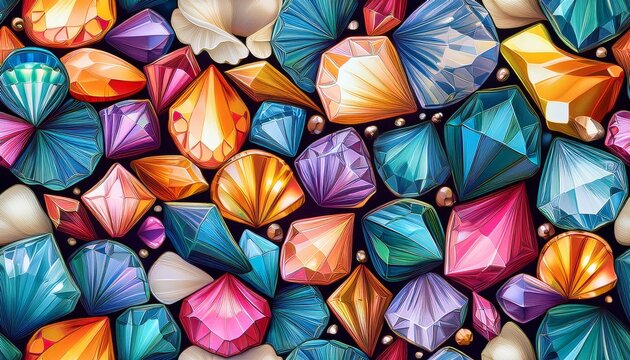 seamless abstract crystal gemstone pattern colorful retro diamond jewelry background
