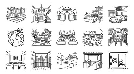 Fototapeta premium Various Travel Landmarks and Transport Icons.