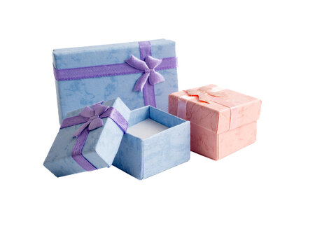 pastel peach and baby blue ring jewelry boxes  close up