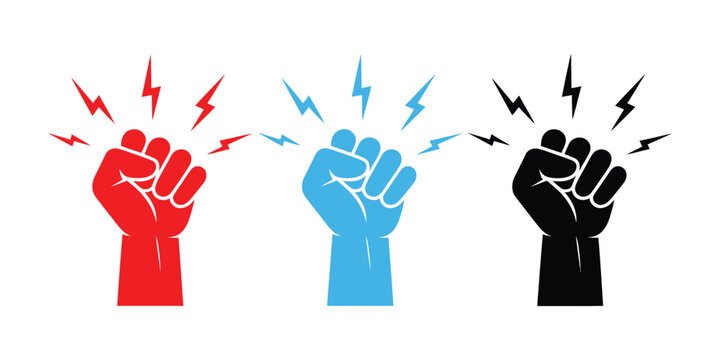 Fist Knocking Icon Featuring Human Hand Gesture, Impact Motion, Outline Symbol, Modern Interface, and Vector Illustration.