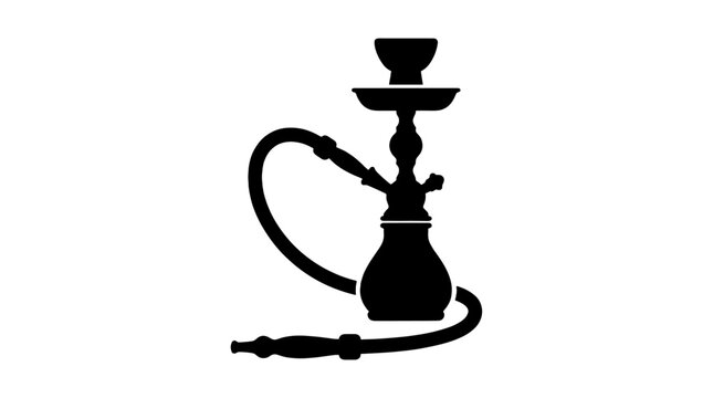 Black hookah silhouette isolated on white background
