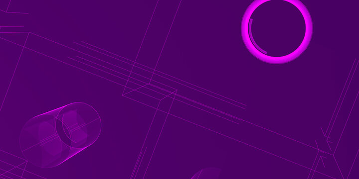 Futuristic purple wireframe abstract shapes and geometric 3D objects - abstract, technology, design